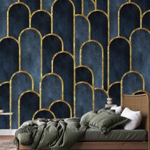 Papier peint - Gold and Navy Blue Pattern