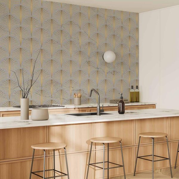 Papier peint - Linear Pattern With Gold