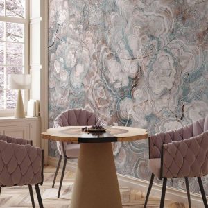 Papier peint - Marble Flowers - Natural Stone Structures in Pastel Colours