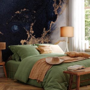 Papier peint - Marble and Garnet - Abstract Textured Pattern Inspired by a Starry Sky