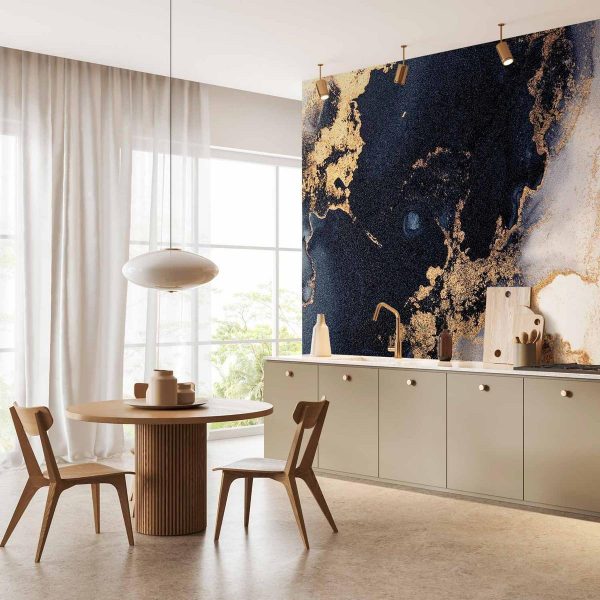 Papier peint - Marble and Garnet - Abstract Textured Pattern Inspired by a Starry Sky