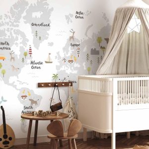 Papier peint - Minimalist Map for Children's Room