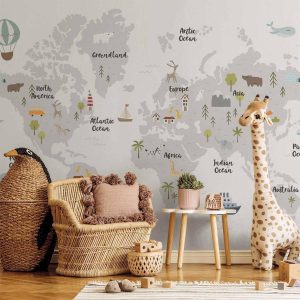Papier peint - Minimalist Map for Children's Room