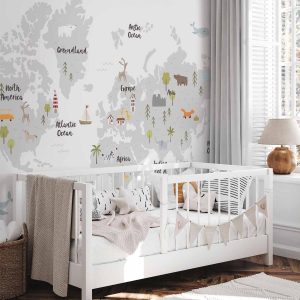 Papier peint - Minimalist Map for Children's Room