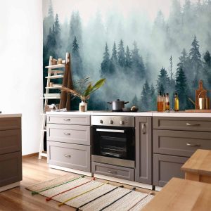 Papier peint - Mountain Forest (Dark Green)