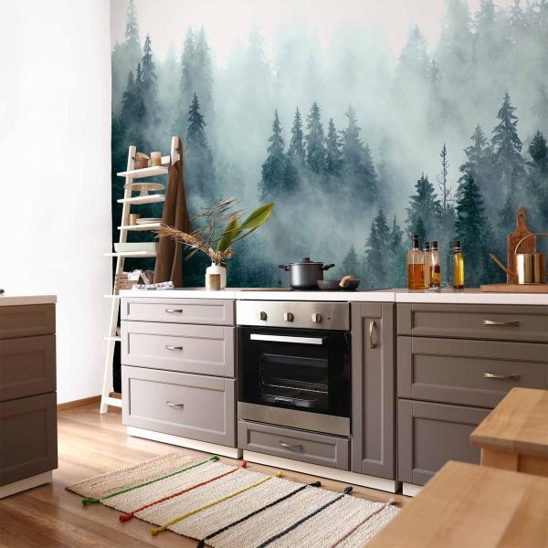 Papier peint - Mountain Forest (Dark Green)