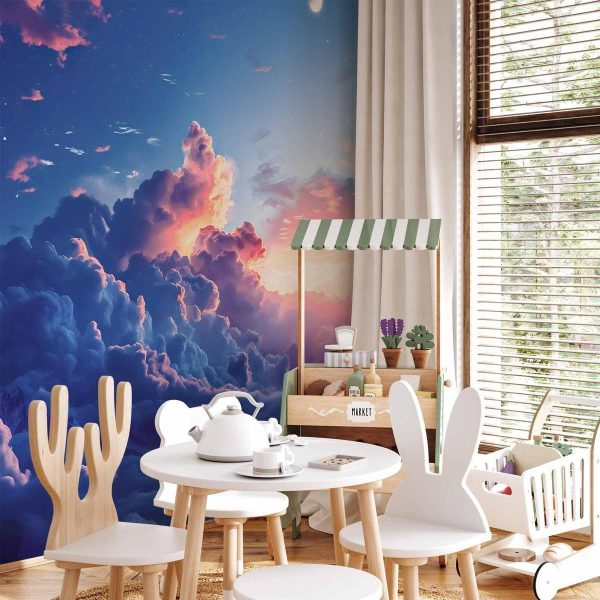 Papier peint - Night Concert in the Mountains: Clouds Illuminated by the Last Rays of the Sun