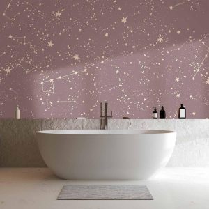 Papier peint - Night Sky - Artistic Constellations and Stars in Pastel Shades