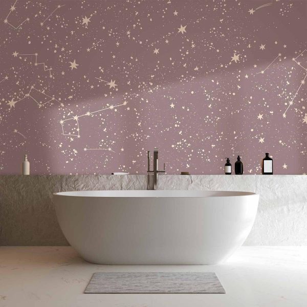 Papier peint - Night Sky - Artistic Constellations and Stars in Pastel Shades