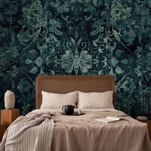 Papier peint - Oriental Pattern Carpet: Emerald Ornaments and Worn Patterns