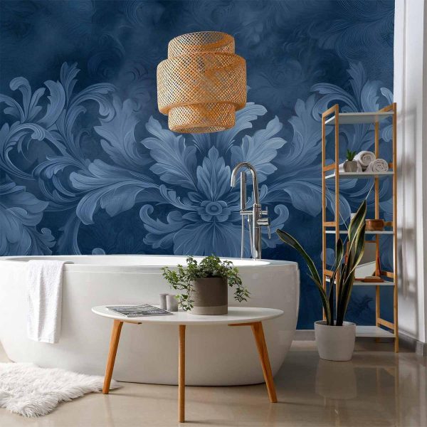 Papier peint - Ornament in Blue and Cool Colors Dark Blue Decoration