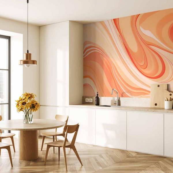 Papier peint - Peach Abstraction - Abstraction with Smoothly Transitioning Colors in Orange Tones