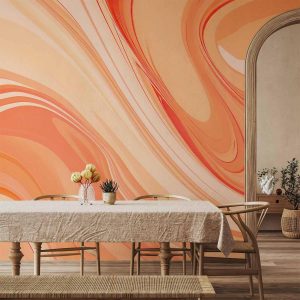 Papier peint - Peach Abstraction - Abstraction with Smoothly Transitioning Colors in Orange Tones