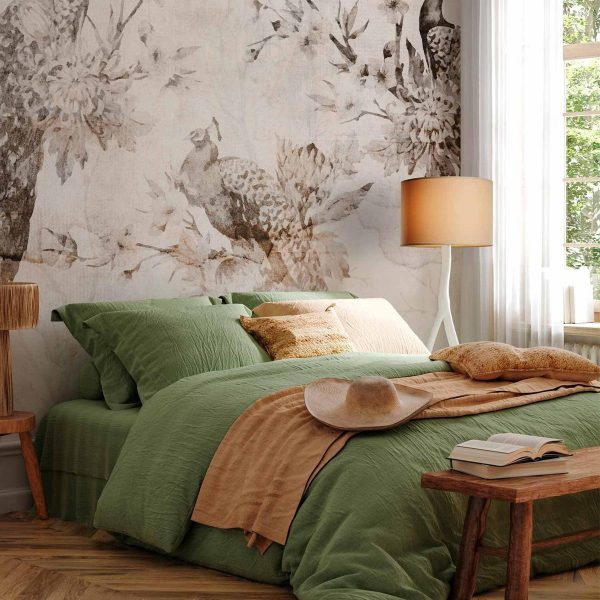 Papier peint - Peacocks in Delicate Beige