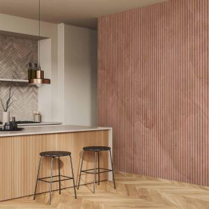 Papier peint - Pink reed - solid background with textured vertical stripes with pattern