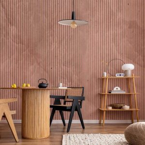 Papier peint - Pink reed - solid background with textured vertical stripes with pattern