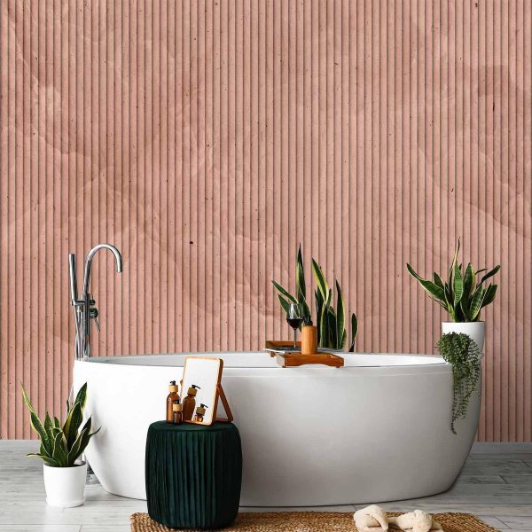 Papier peint - Pink reed - solid background with textured vertical stripes with pattern