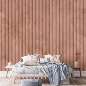 Papier peint - Pink reed - solid background with textured vertical stripes with pattern
