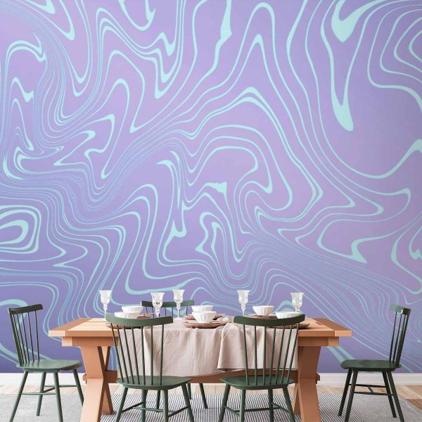 Papier peint - Sea Abstraction - Intriguing Composition of Wavy Shapes in Shades of Blue