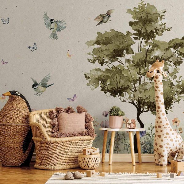 Papier peint - Spring Meadow - a Clearing With Flowers Painted in Watercolours