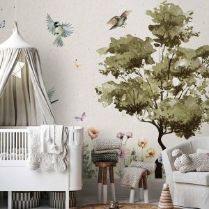 Papier peint - Spring Meadow - a Clearing With Flowers Painted in Watercolours