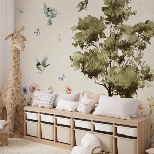 Papier peint - Spring Meadow - a Clearing With Flowers Painted in Watercolours