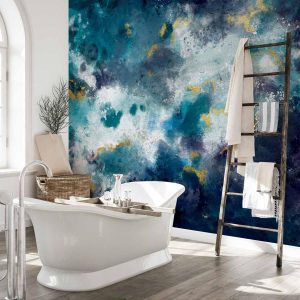 Papier peint - Stormy ocean - abstract blue composition in watercolour style