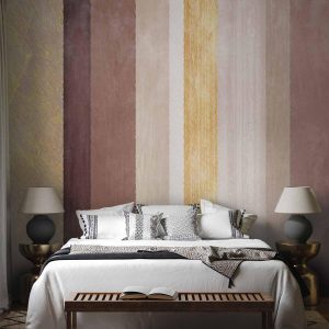 Papier peint - Striped pattern - abstract background in stripes of different colours with gold pattern