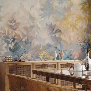 Papier peint - Tapestry Pattern with a Meadow and Flowers Kilim with a Spring Motif