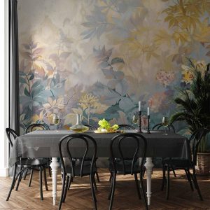 Papier peint - Tapestry Pattern with a Meadow and Flowers Kilim with a Spring Motif