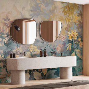 Papier peint - Tapestry Pattern with a Meadow and Flowers Kilim with a Spring Motif