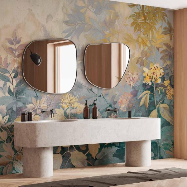 Papier peint - Tapestry Pattern with a Meadow and Flowers Kilim with a Spring Motif