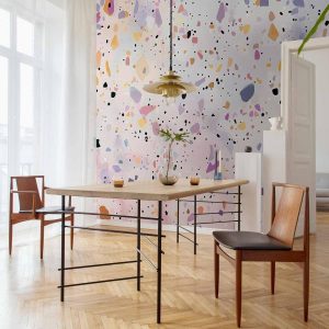 Papier peint - Terrazzo in Confetti Style Violet-Pink Colorful Pattern