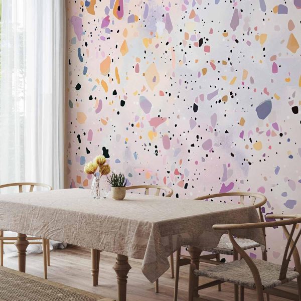 Papier peint - Terrazzo in Confetti Style Violet-Pink Colorful Pattern