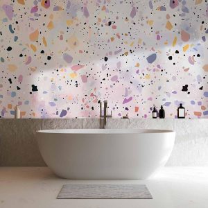 Papier peint - Terrazzo in Confetti Style Violet-Pink Colorful Pattern