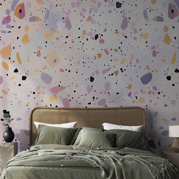 Papier peint - Terrazzo in Confetti Style Violet-Pink Colorful Pattern