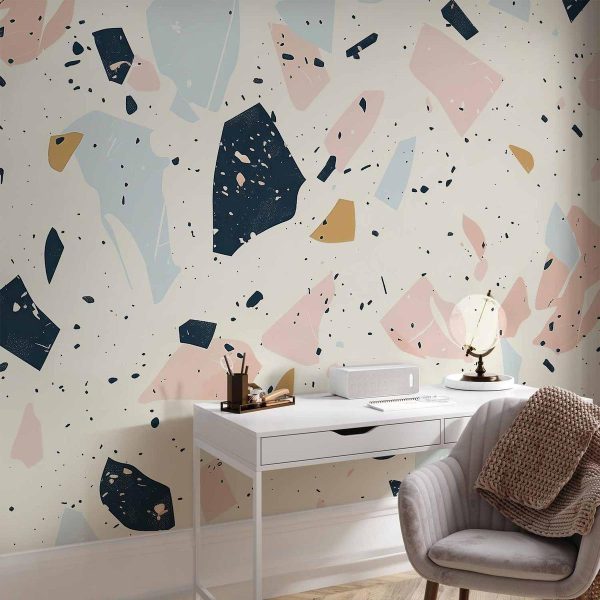 Papier peint - Terrazzo with Large Scaled Stones in Subdued Colors