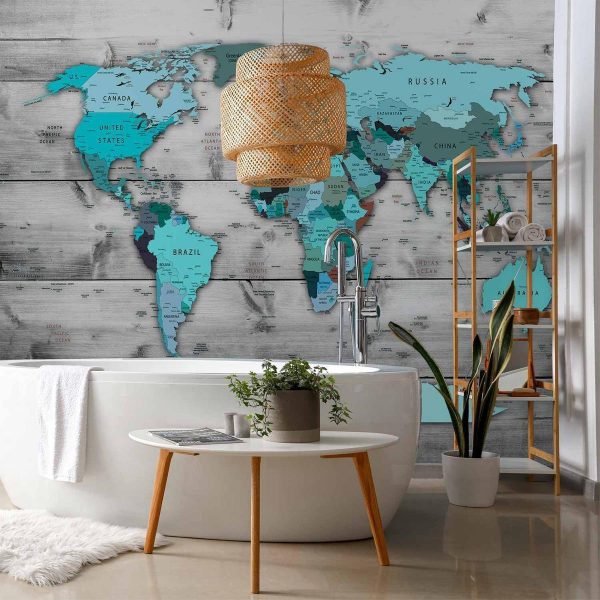Papier peint - World Map: Blue Continents