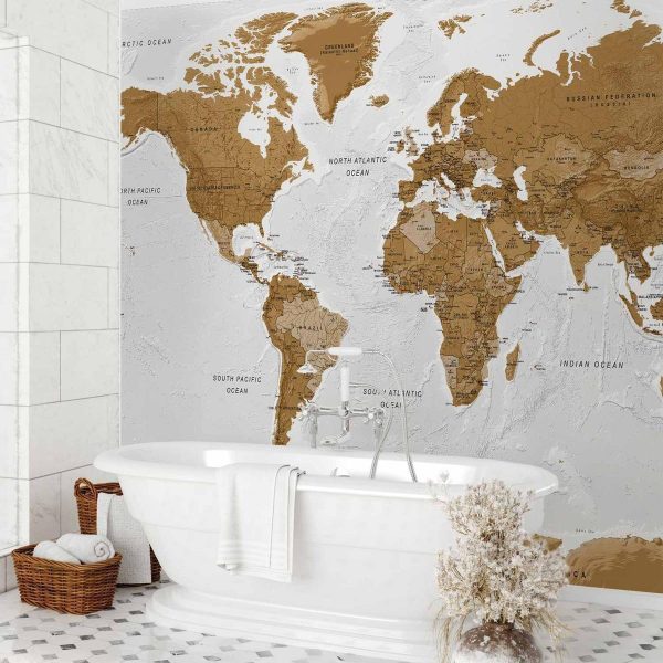 Papier peint - World Map: White Oceans