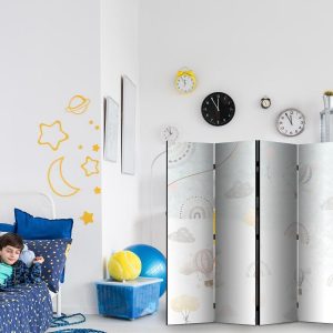 Paravent - Balloons in the Sky - Balloons in Pastel Colors Flying Through a Cloudy Sky - Among Rainbows and Stars