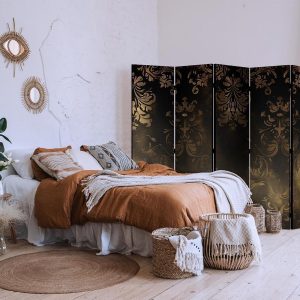 Paravent - Baroque Ornaments in Patinated Gold and Bronze - Retro Motif