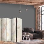 Paravent - Blooming Peonies - Bright Large Flowers Enveloped in White Mist