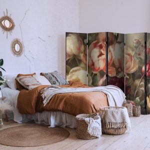 Paravent - Blooming Peonies - Charismatic Flowers Bathed in Sunlight