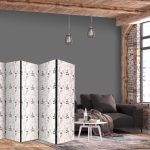 Paravent - Botanical Illustration - Drawing of Flowers and Herbs - Beige Grays