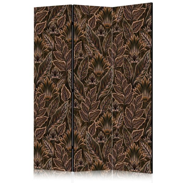 Paravent - Dense Vegetation - Botanical Patterns in Illustrative Style Brown Paravent - Dense Vegetation - Botanical Patterns in Illustrative Style Brown