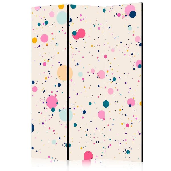 Paravent - Dots - Spots and Splashes Multicolored - Cheerful Pattern on a Light Pink Background Paravent - Dots - Spots and Splashes Multicolored - Cheerful Pattern on a Light Pink Background