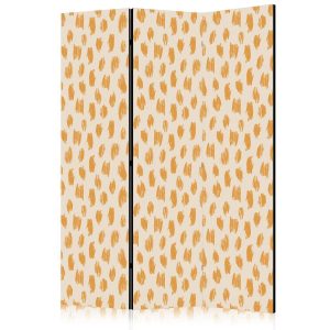 Paravent - Drawn Pattern in Spots and Dots in Shades of Orange and Ecru