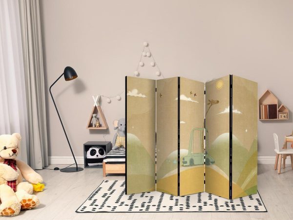 Paravent - Dreamy Traveler - Giraffe Driving a Car on a Beautiful Sunny Day Paravent - Dreamy Traveler - Giraffe Driving a Car on a Beautiful Sunny Day