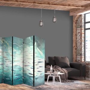 Paravent - Escaping Fish - Very Fast Swimming Fishes in Muted Colors Among Sea Depths