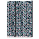 Paravent - Fish Among Leaves - Colorful Koi Fish Among Dark Green Water Lily Leaves on a Navy Blue Water Surface